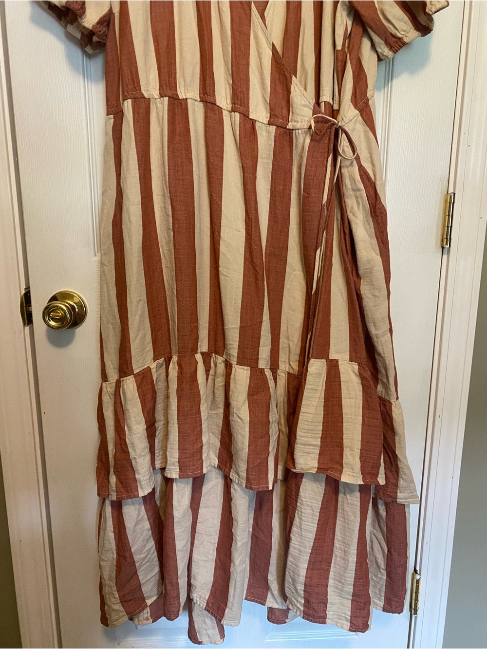 Knox Rose Rust and Cream Striped True Wrap Maxi dress Sz 3X - Picture 4 of 8